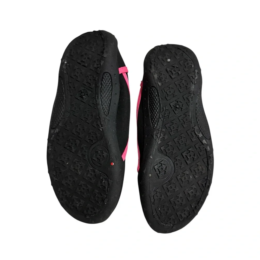Kids Black and Pink Slip-On Water Shoes - Secure Fit Girls Size 4-5